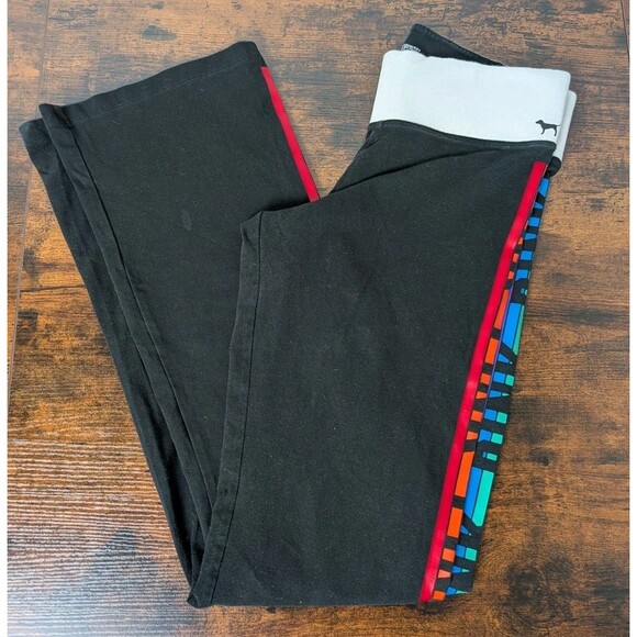 Victoria's Secret Pants - PINK Victoria's Secret Yoga Pants Medium (Tall 33") Black Rainbow Side Stripe